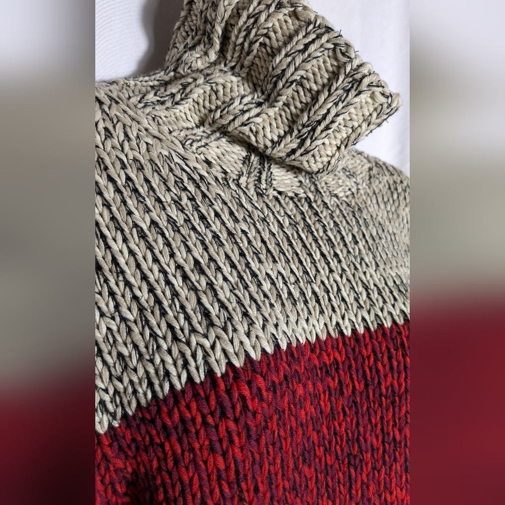 Women's SOblue Sigrid Olsen Chunky Knit Color Block Turtleneck Sweater| Size M - Picture 2 of 8